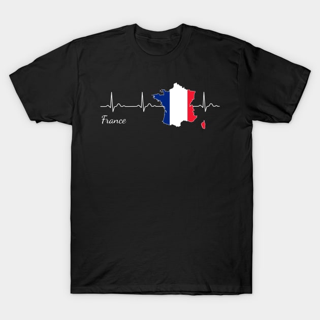 France Heartbeat ECG Gift T-Shirt by JeZeDe